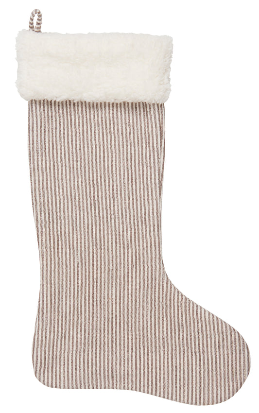 Christmas Stocking | Brown/White Stripes