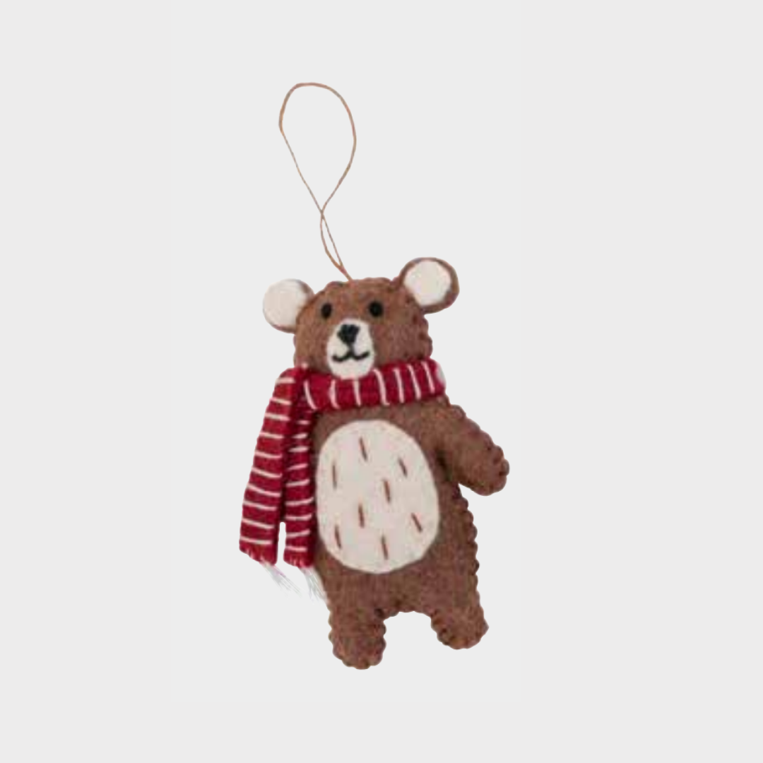 Felt Decoration | Brown Bear w Scarf