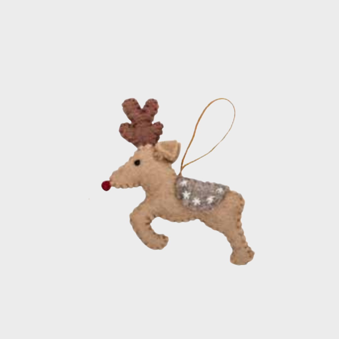 Felt Decoration | Prancing Reindeer | Natural