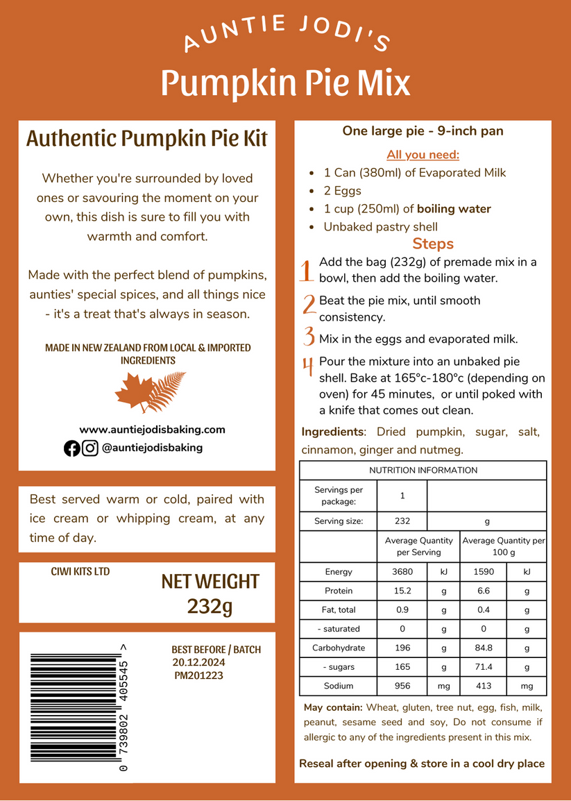 Pumpkin Pie Kit | Auntie Jodi's