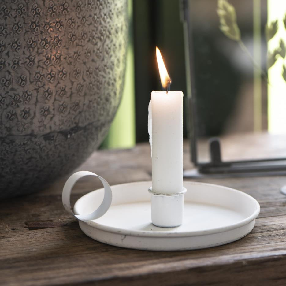 Candle Holder with Handle | White