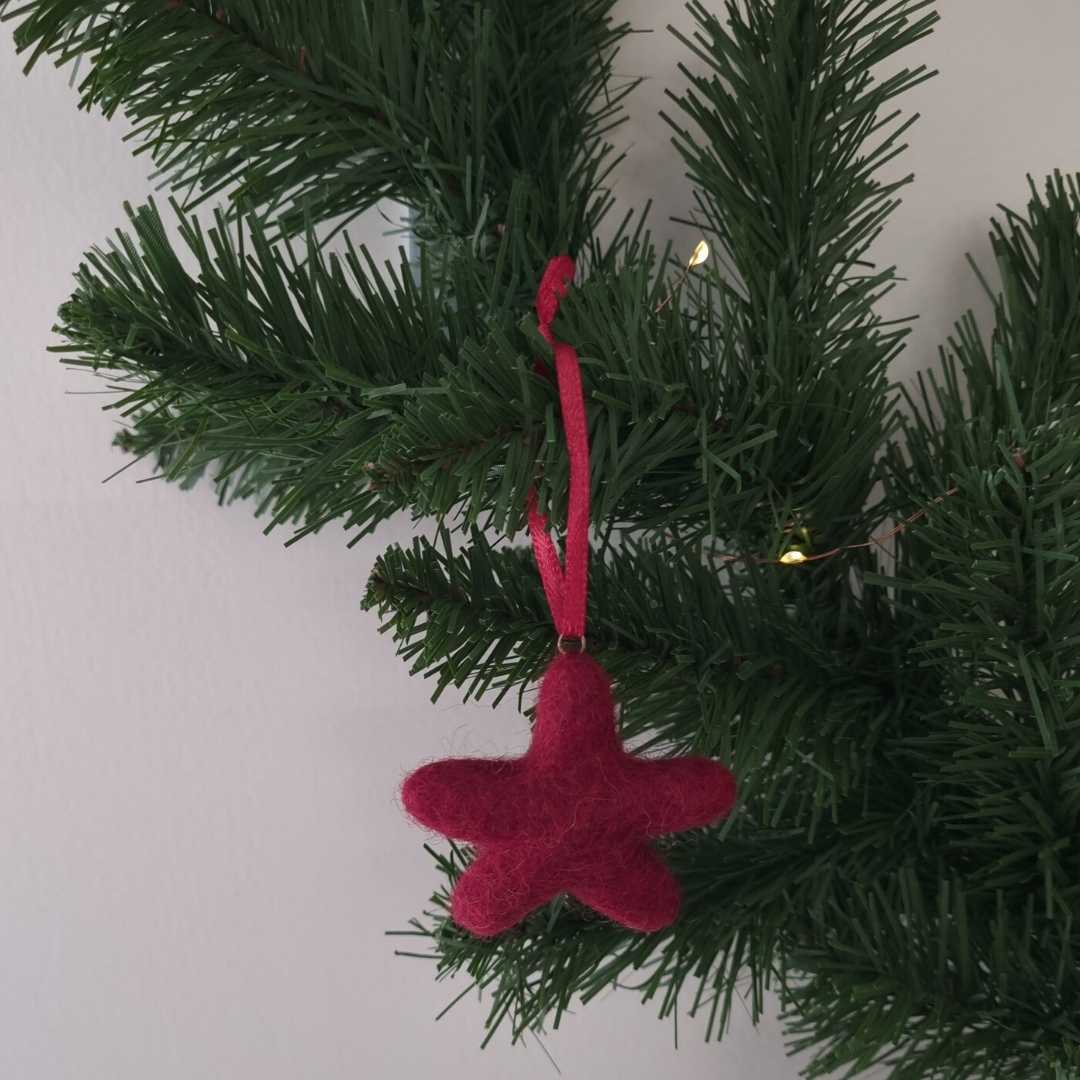 Felt Star Decoration | Dark Red