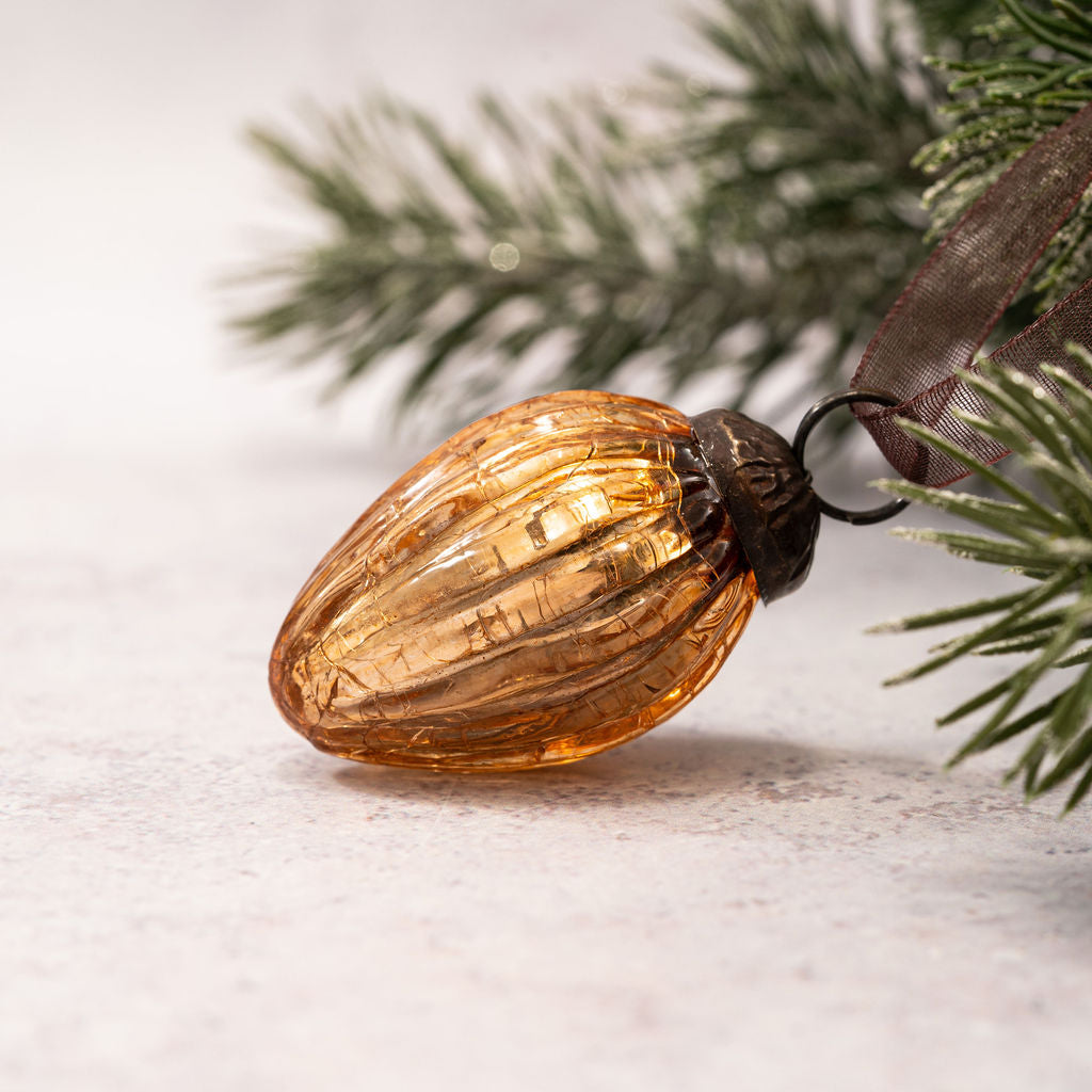 Crackle Glass Pinecone | Small | Honey