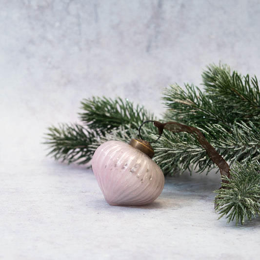 Glass Ribbed Lantern Bauble | Alba | Medium