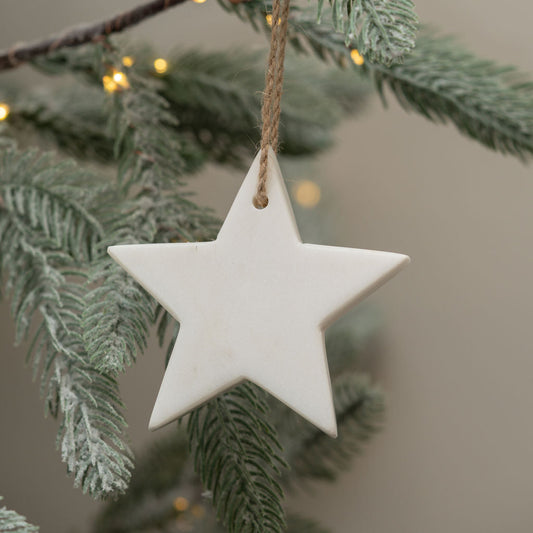 Hanging Marble Decoration | Star | White
