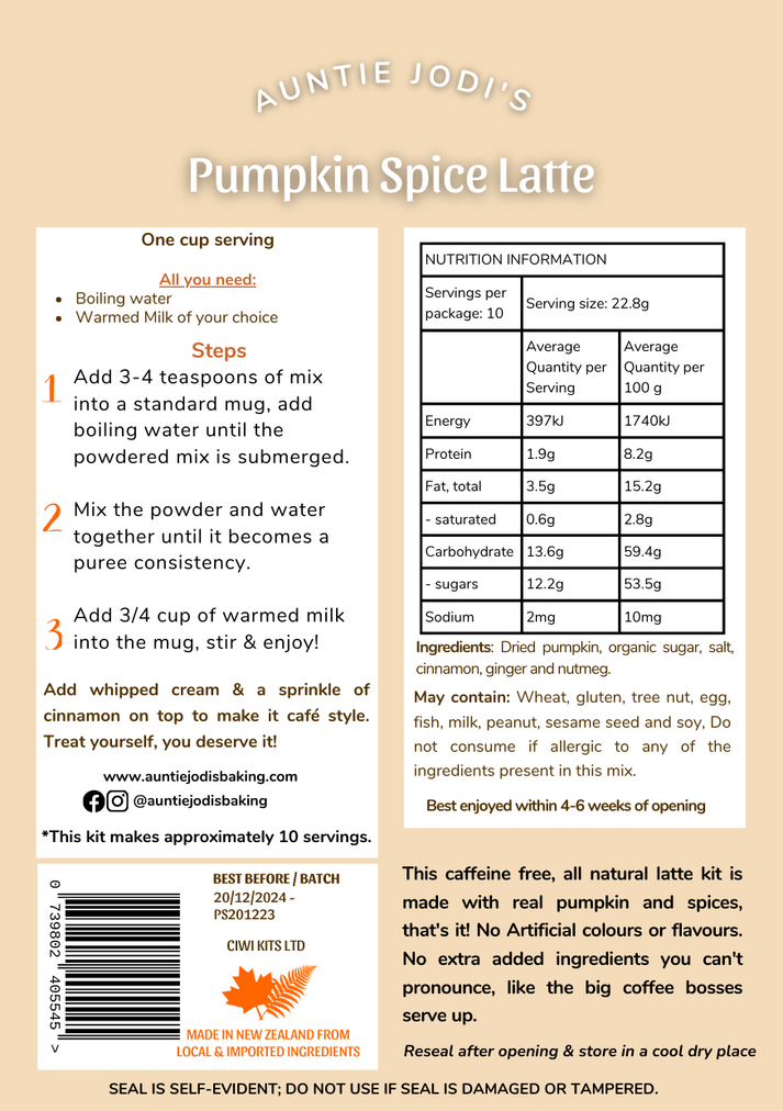 Pumpkin Spice Latte Kit | Coffee + Caffiene-Free