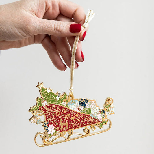 Fine Enamel Christmas Ornament | Sleigh
