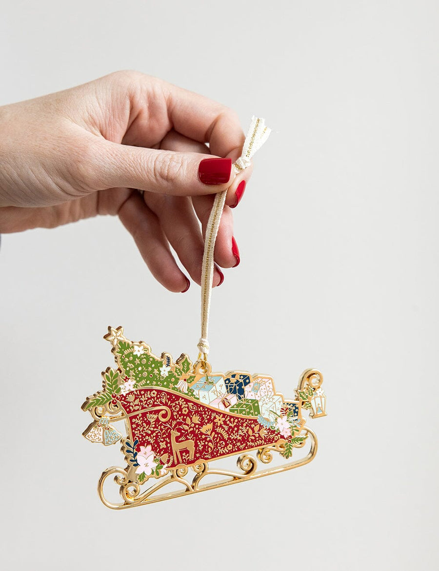 Fine Enamel Christmas Ornament | Sleigh