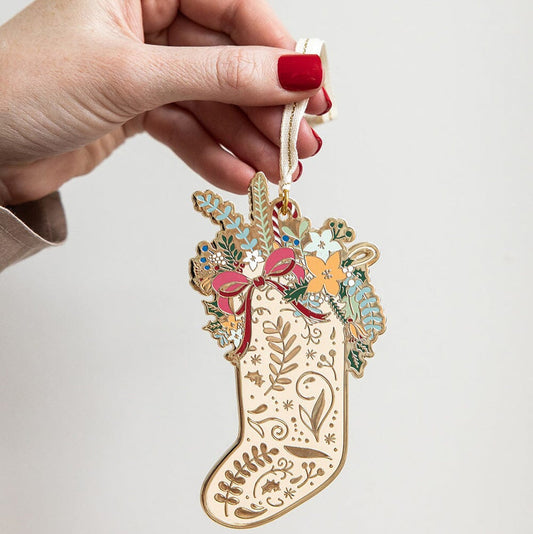 Fine Enamel Christmas Ornament | Stocking