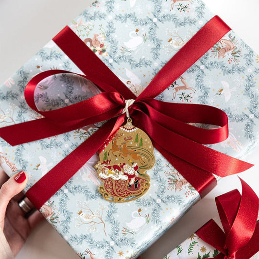 Fine Enamel Christmas Ornament | Santa with Sleigh