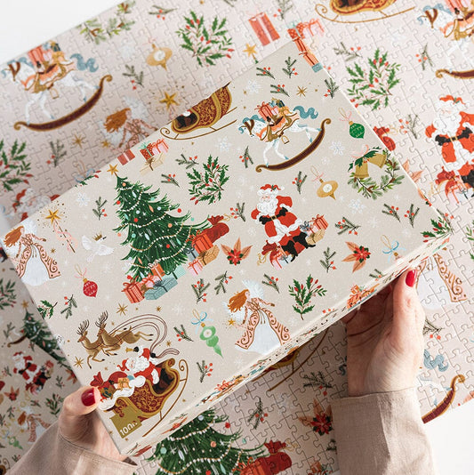 Bespoke Letterpress Christmas Puzzle 1000pc | Jolly Santa