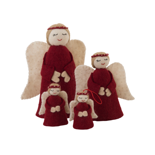 Felt Angel Standing Decoration | Small | Red