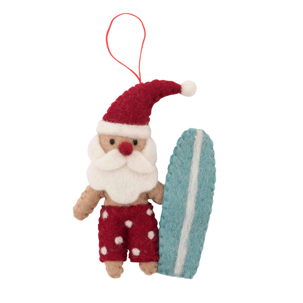 Felt Decoration | Surfing Santa
