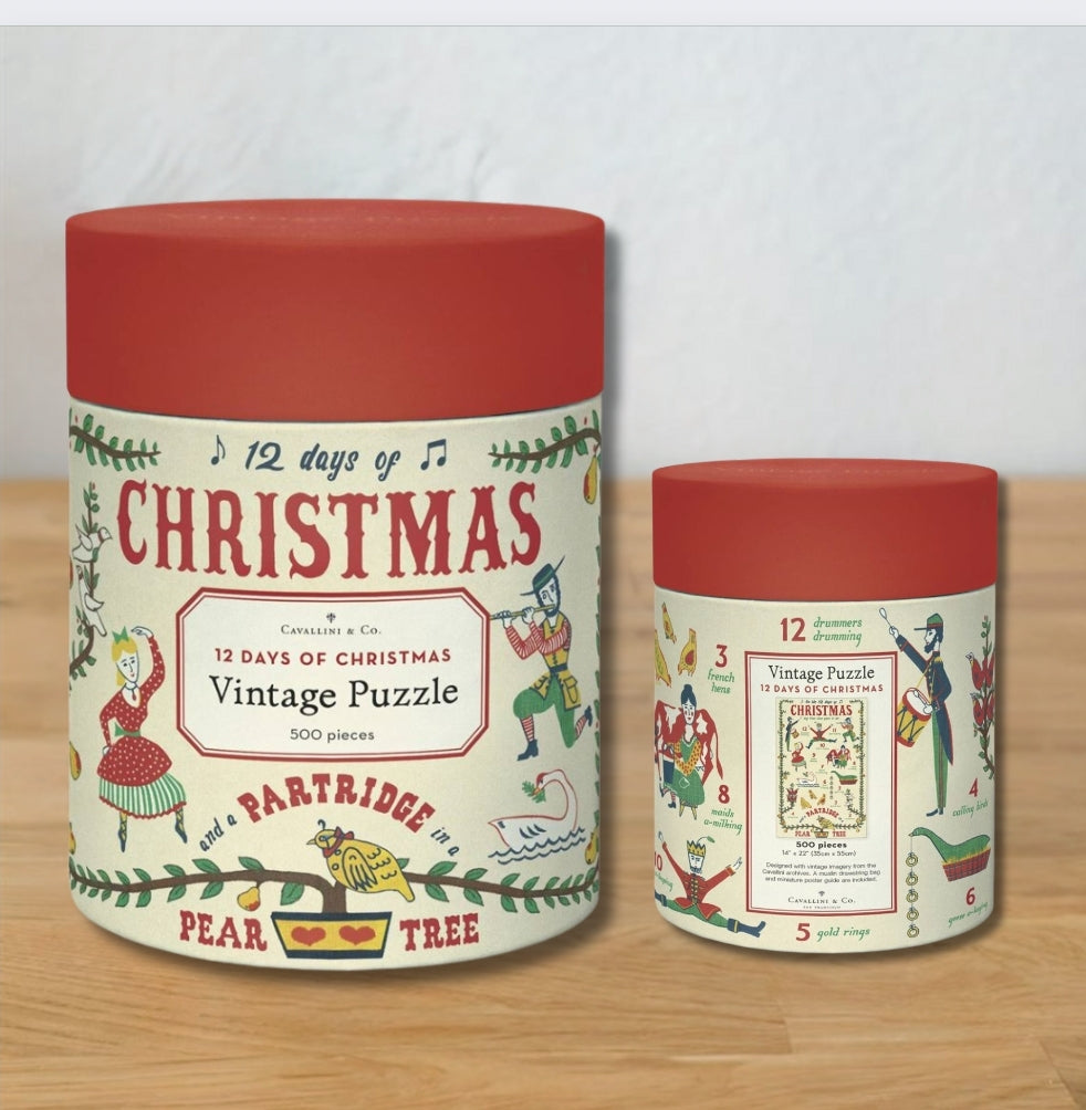 Christmas Vintage Puzzle 500pc | Cavallini & Co | 12 Days of Christmas