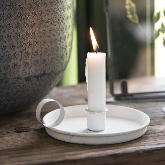 Candle Holder with Handle | White