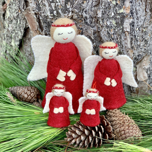Felt Angel Standing Decoration | Small | Red