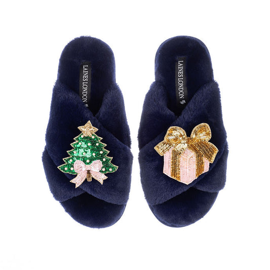 Double Brooch Slippers | Laines London | Tree & Gift