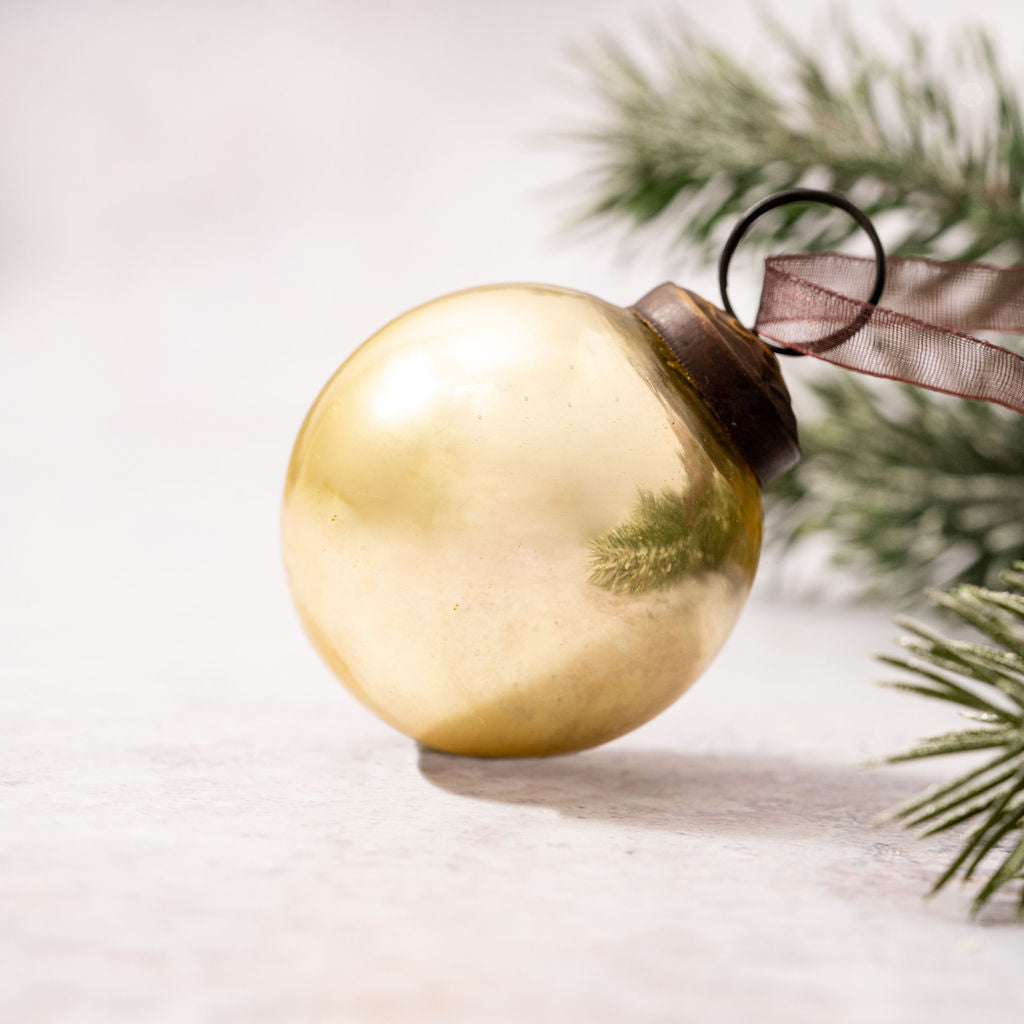 Glass Pearlescent Bauble | Gold | Medium