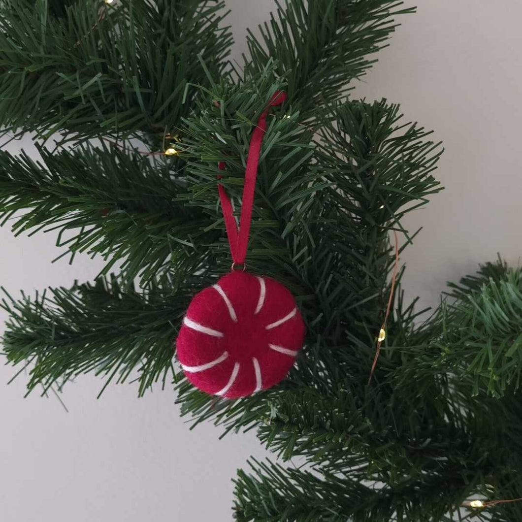 Felt Peppermint Decoration | Red