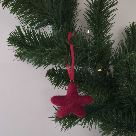 Felt Star Decoration | Dark Red
