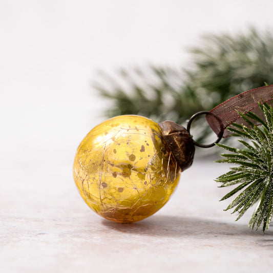 Crackle Glass Ornament | Gold | Small