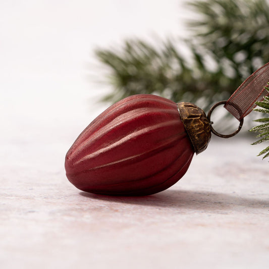 Frosted Glass Pinecone | Wine | Small