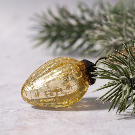 Crackle Glass Pinecone | Small | Gold