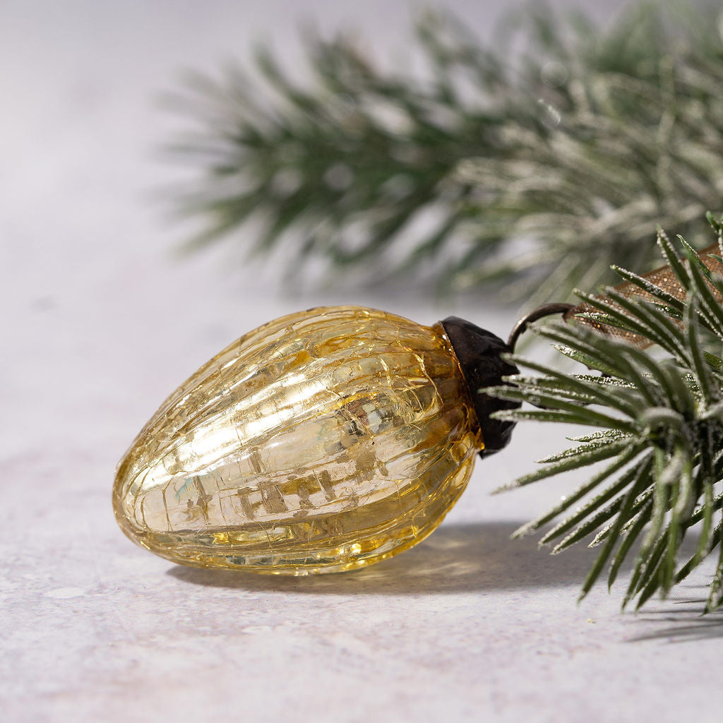 Crackle Glass Pinecone | Small | Gold